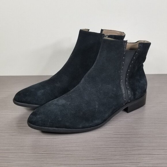 Italeau Miralda Waterproof Zip Ankle Bootie, Black Suede, Womens Size 6.5 M / 37 - Picture 3 of 12